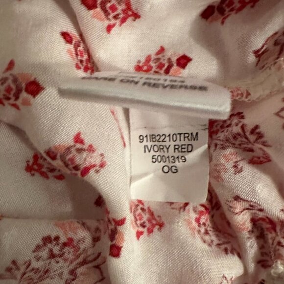 One Shoulder Boho Top w/Tassles by Living Doll Red & Pink Floral print size smal - Picture 7 of 8